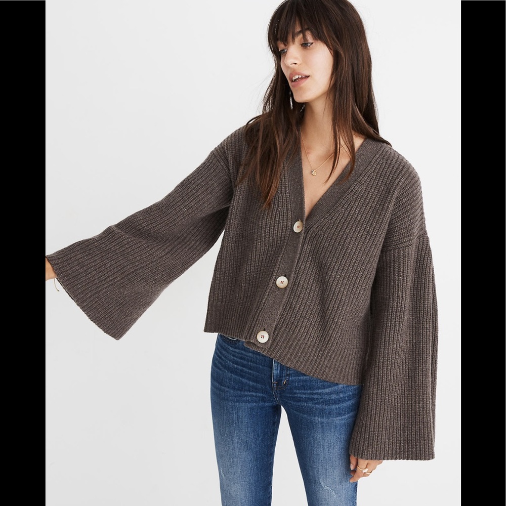 Madewell wide sleeve crop cardigan sweater xs